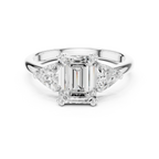 2.60 CT VVS1 D Color Emerald Cut Three Stone Diamond Engagement Ring