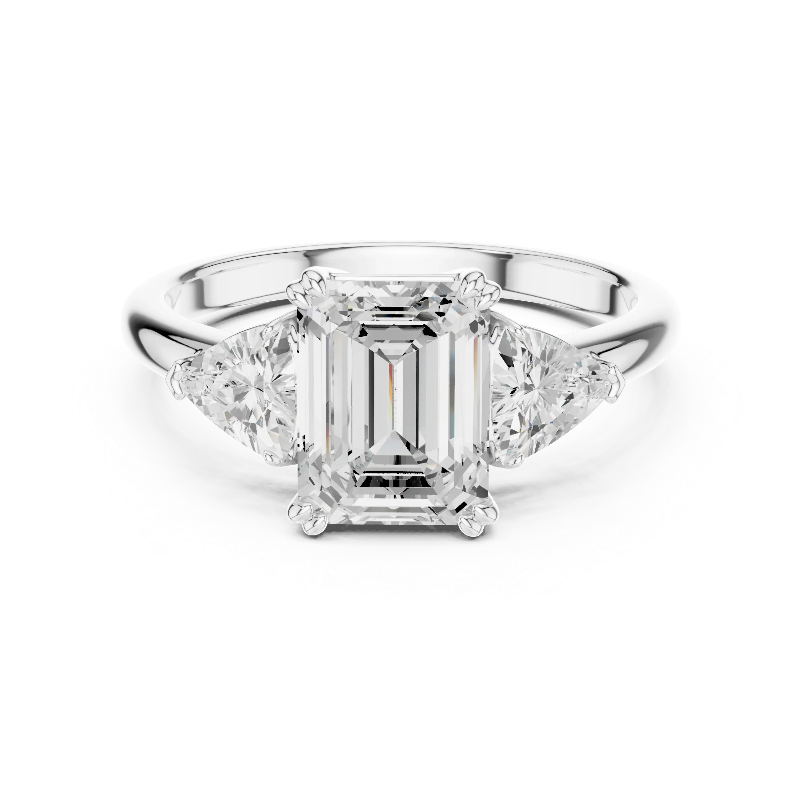 2.60 CT VVS1 D Color Emerald Cut Three Stone Diamond Engagement Ring