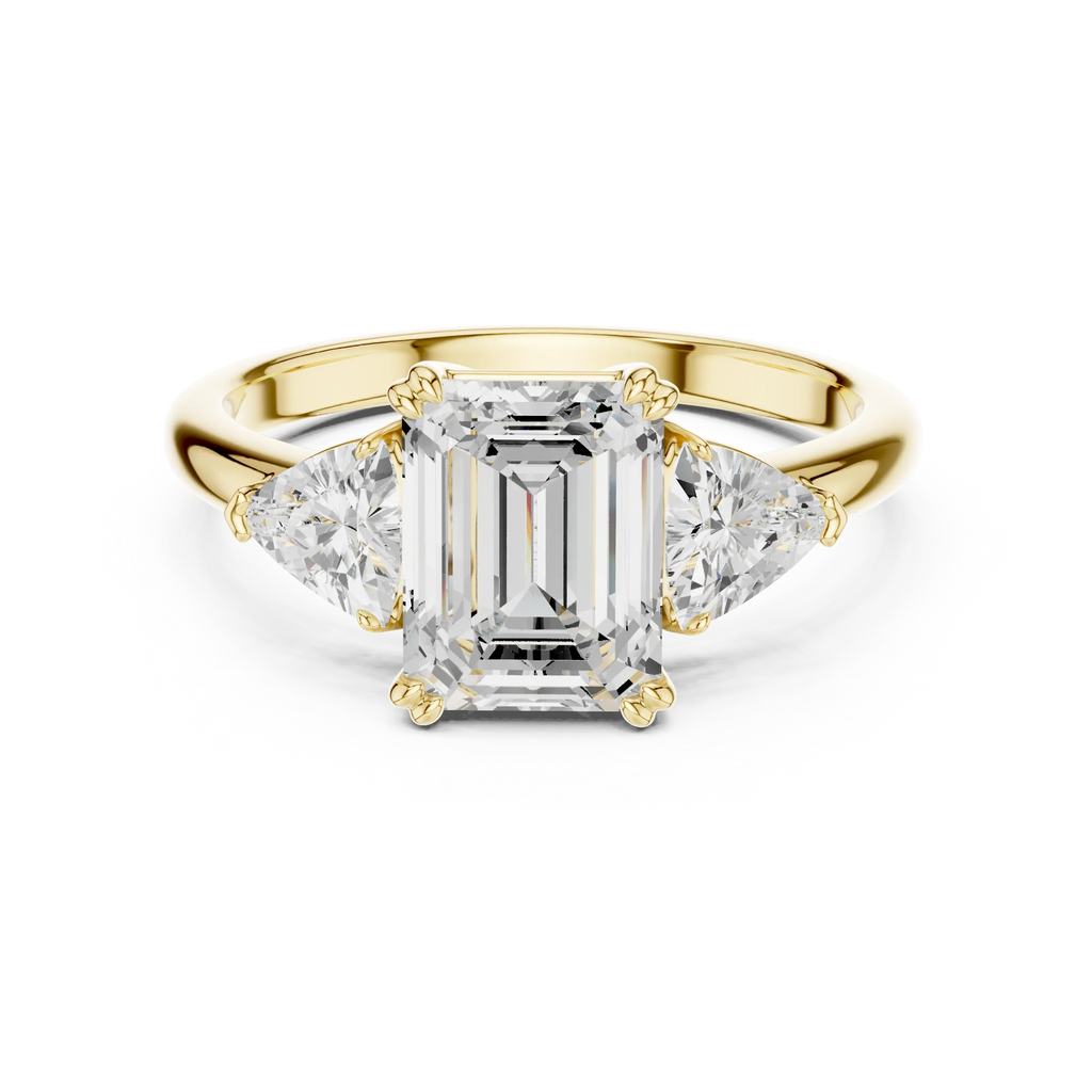 2.60 CT VVS1 D Color Emerald Cut Three Stone Diamond Engagement Ring