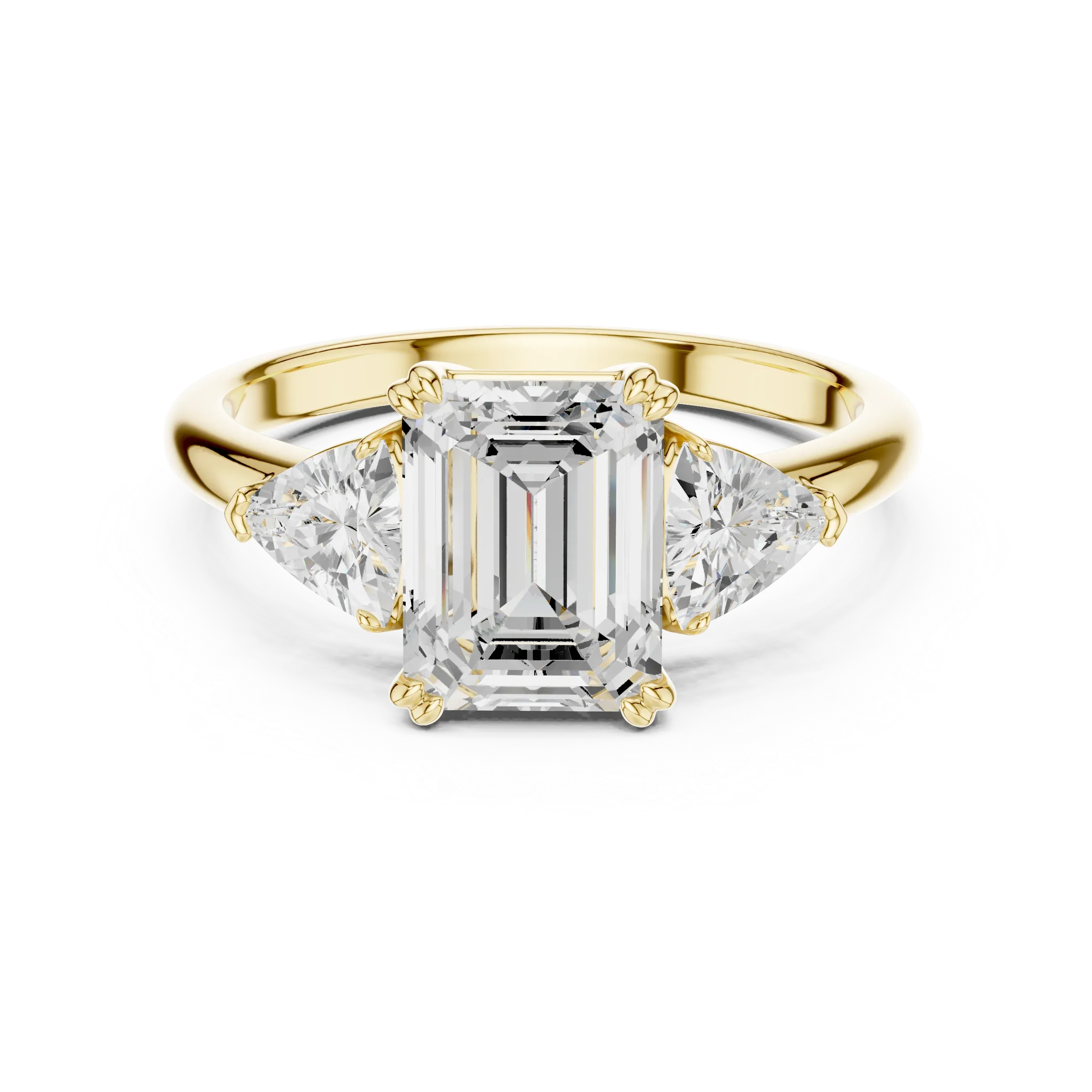 2.60 CT VVS1 D Color Emerald Cut Three Stone Diamond Engagement Ring