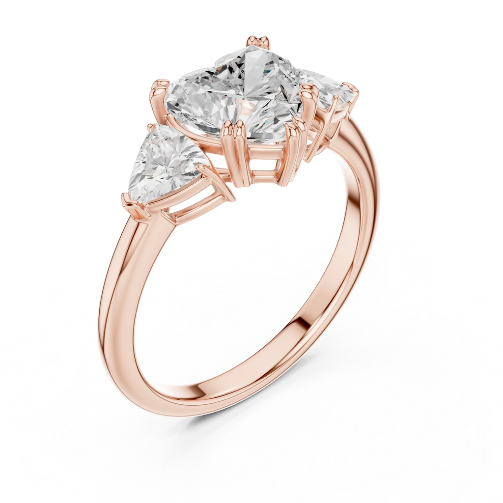 2.60 CT VVS1 D Color Heart Cut Three Stone Diamond Engagement Ring