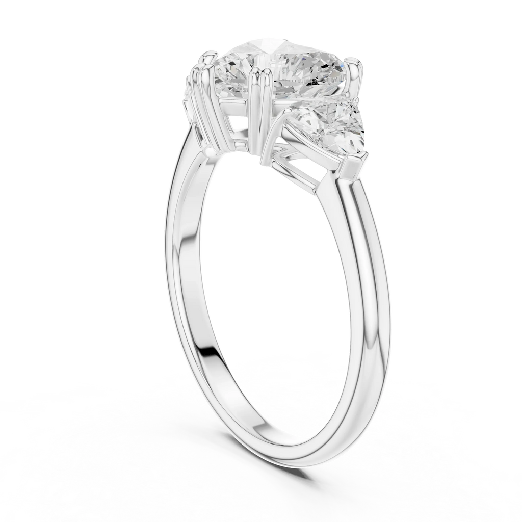 2.60 CT VVS1 D Color Heart Cut Three Stone Diamond Engagement Ring