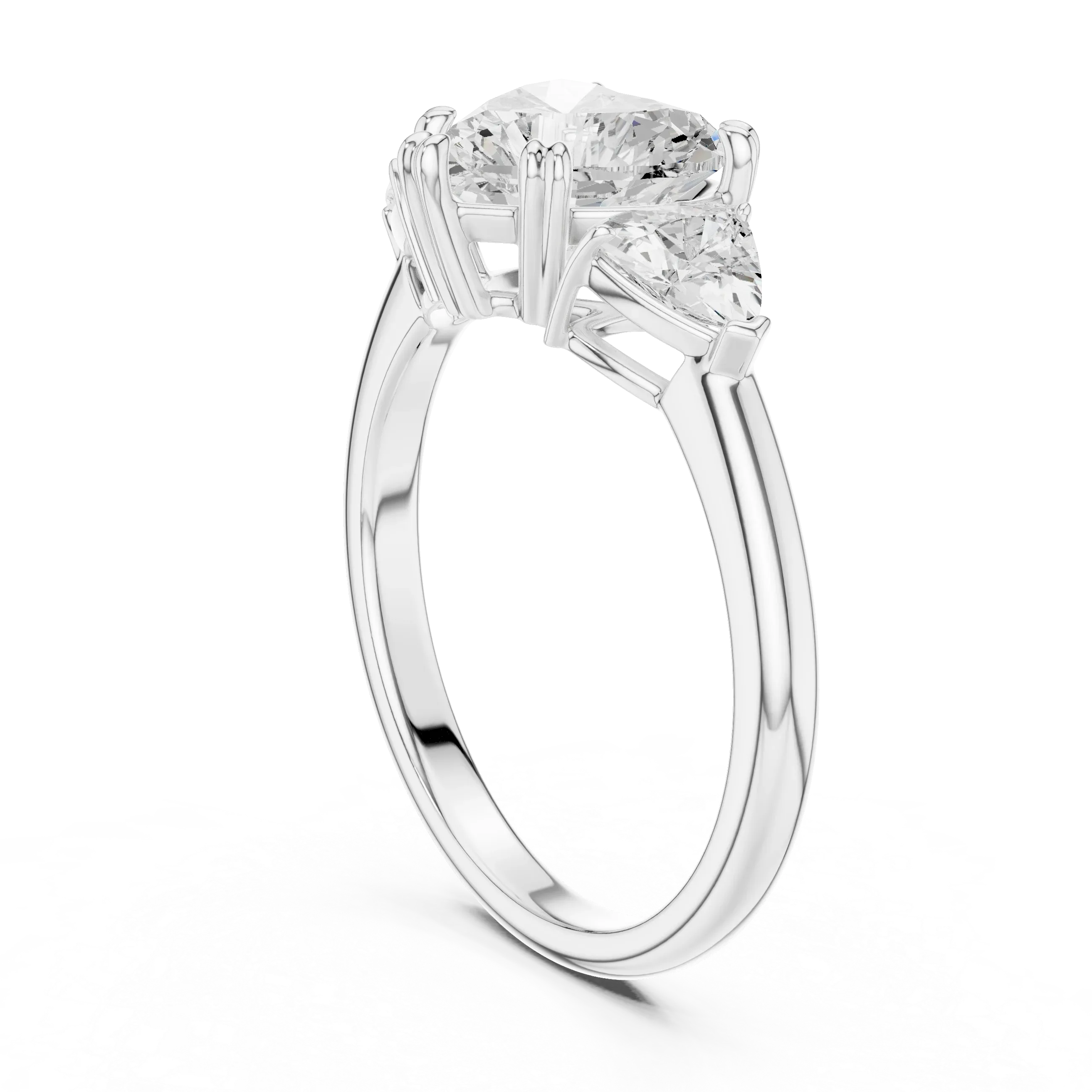 2.60 CT VVS1 D Color Heart Cut Three Stone Diamond Engagement Ring