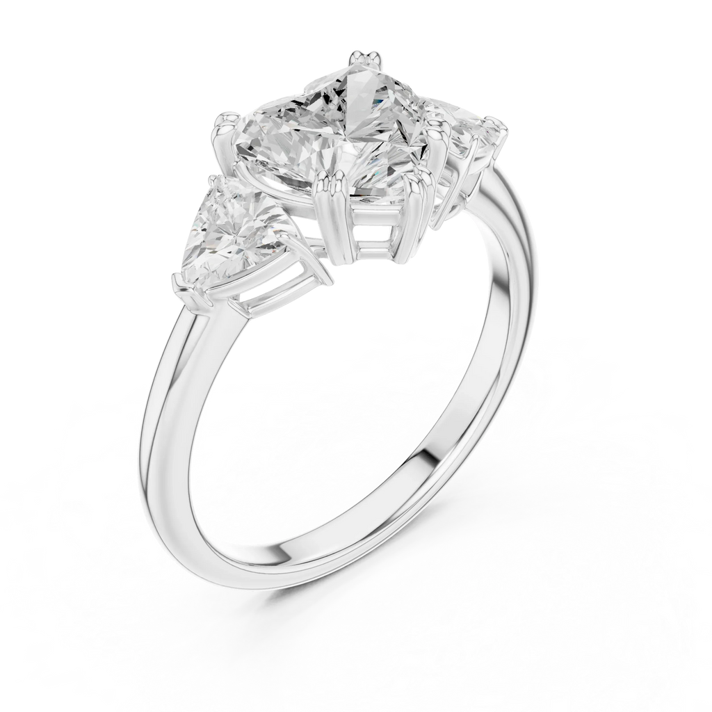 2.60 CT VVS1 D Color Heart Cut Three Stone Diamond Engagement Ring