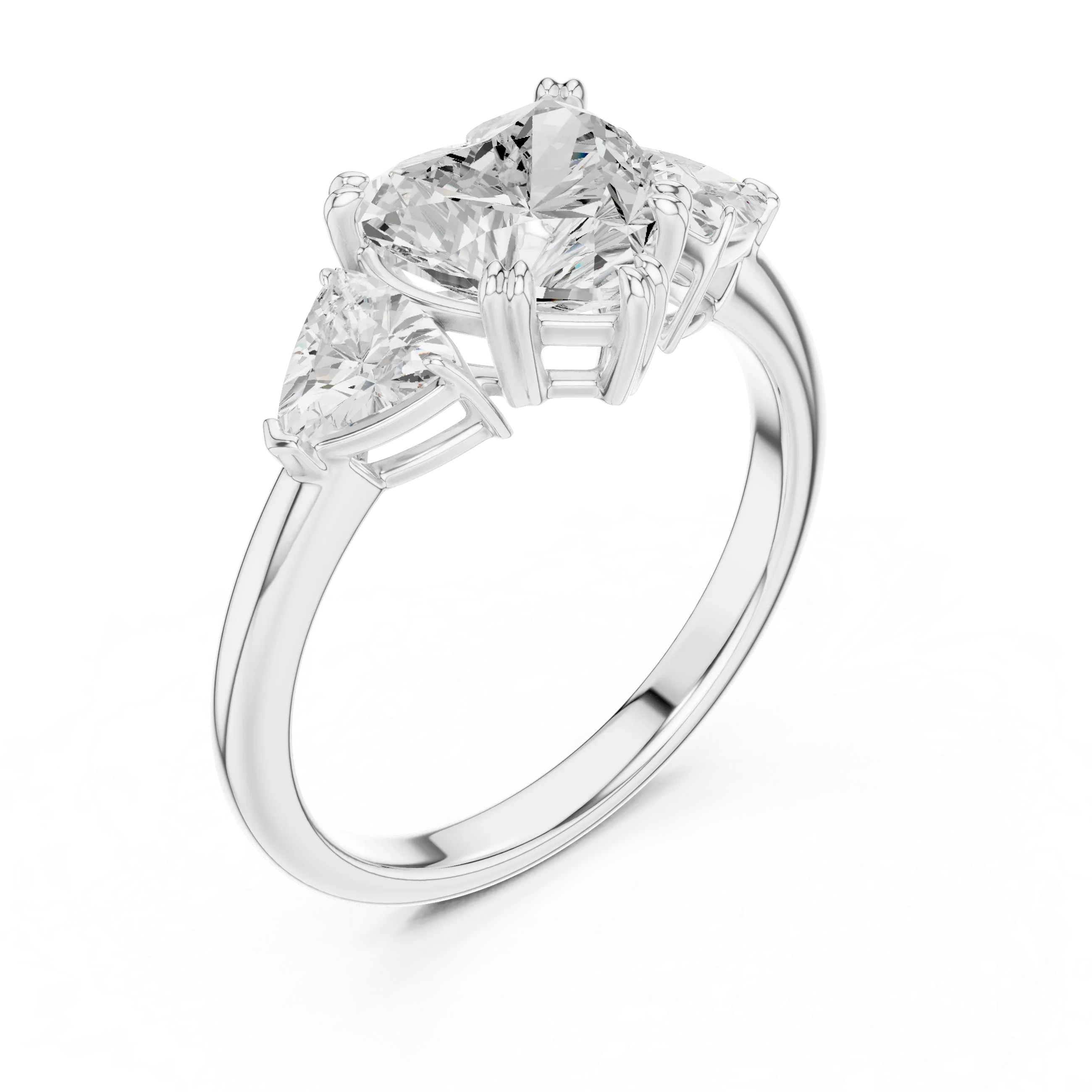 2.60 CT VVS1 D Color Heart Cut Three Stone Diamond Engagement Ring