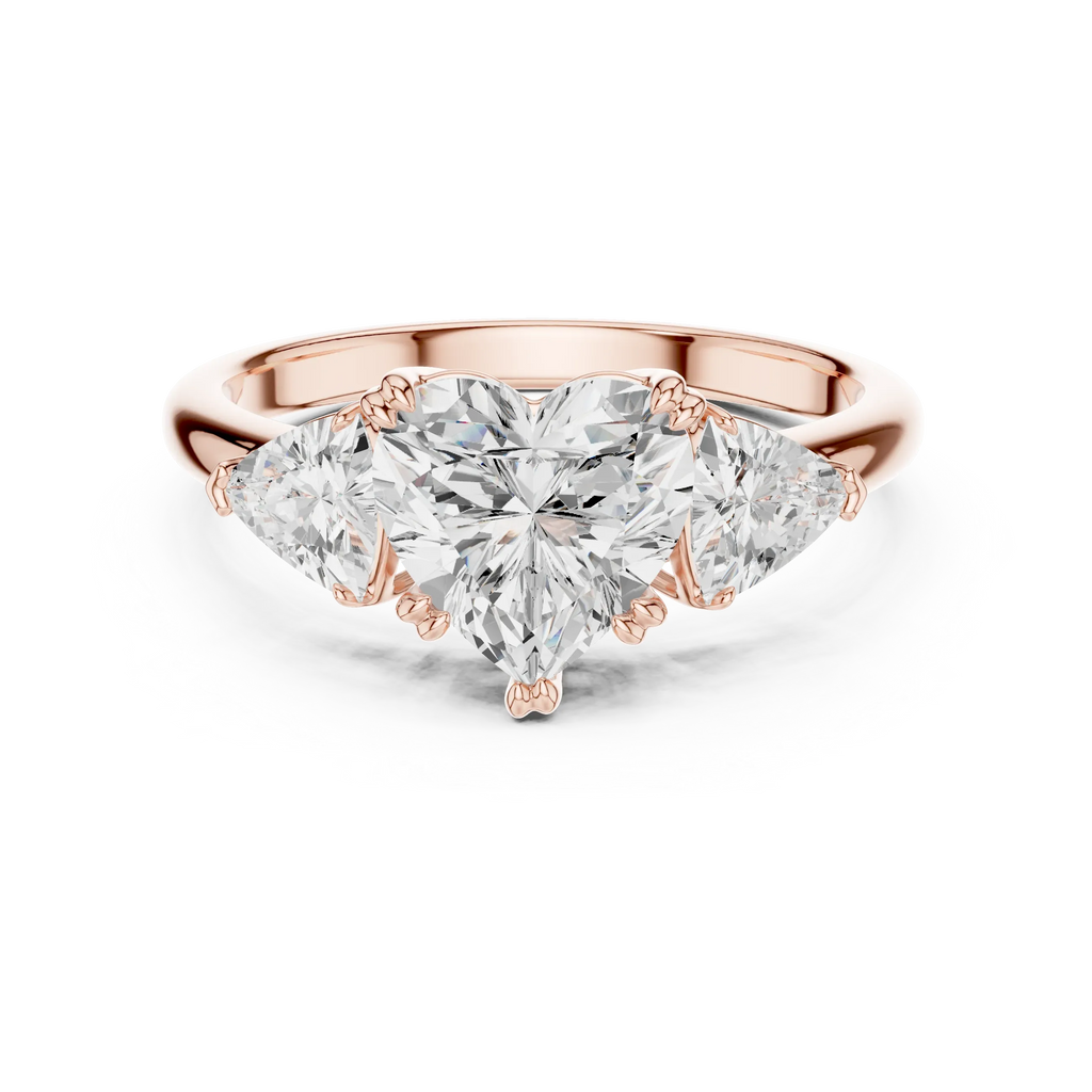 2.60 CT VVS1 D Color Heart Cut Three Stone Diamond Engagement Ring