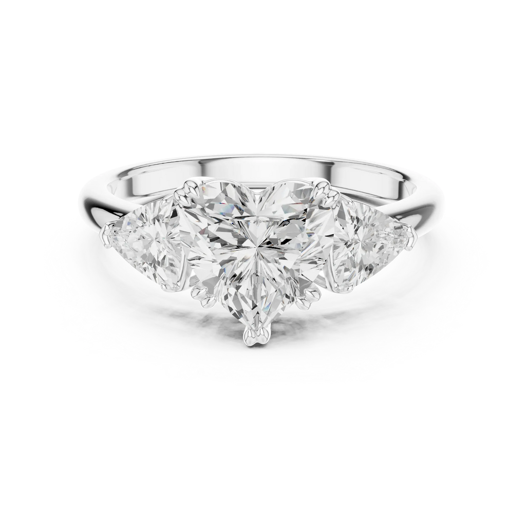 2.60 CT VVS1 D Color Heart Cut Three Stone Diamond Engagement Ring