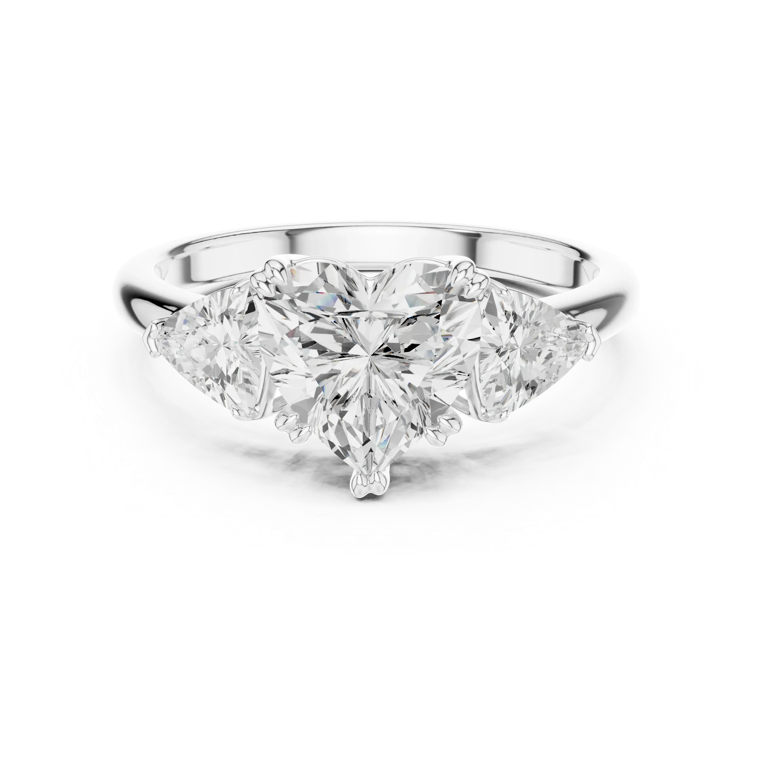 2.60 CT VVS1 D Color Heart Cut Three Stone Diamond Engagement Ring