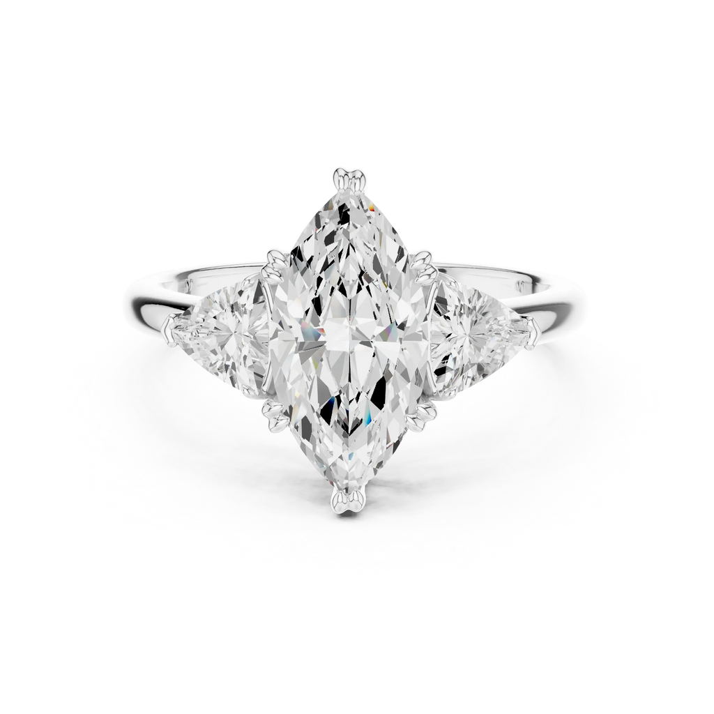 2.60 CT VVS1 D Color Marquise Cut Three Stone Diamond Engagement Ring