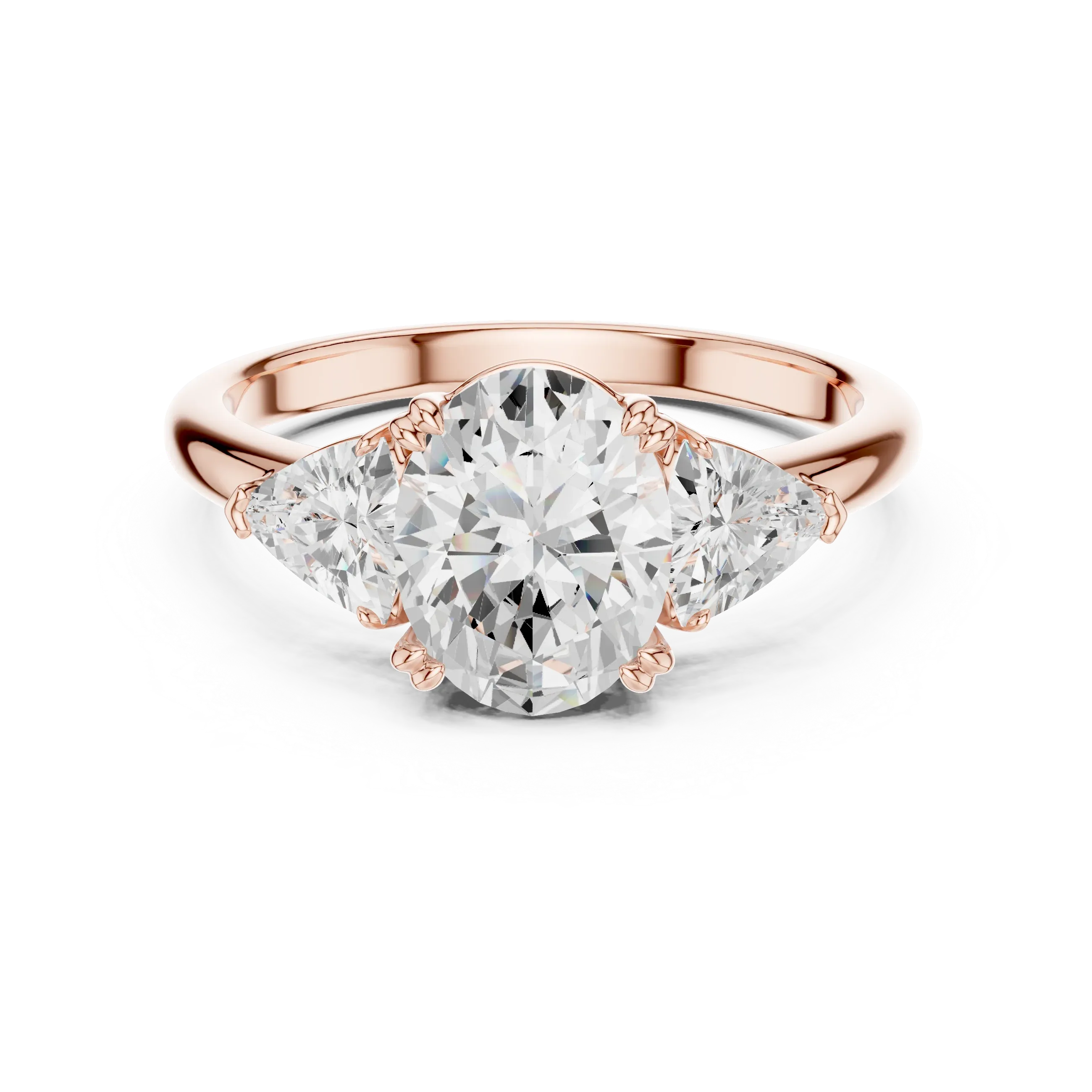 2.60 CT VVS1 D Color Oval Cut Three Stone Diamond Engagement Ring