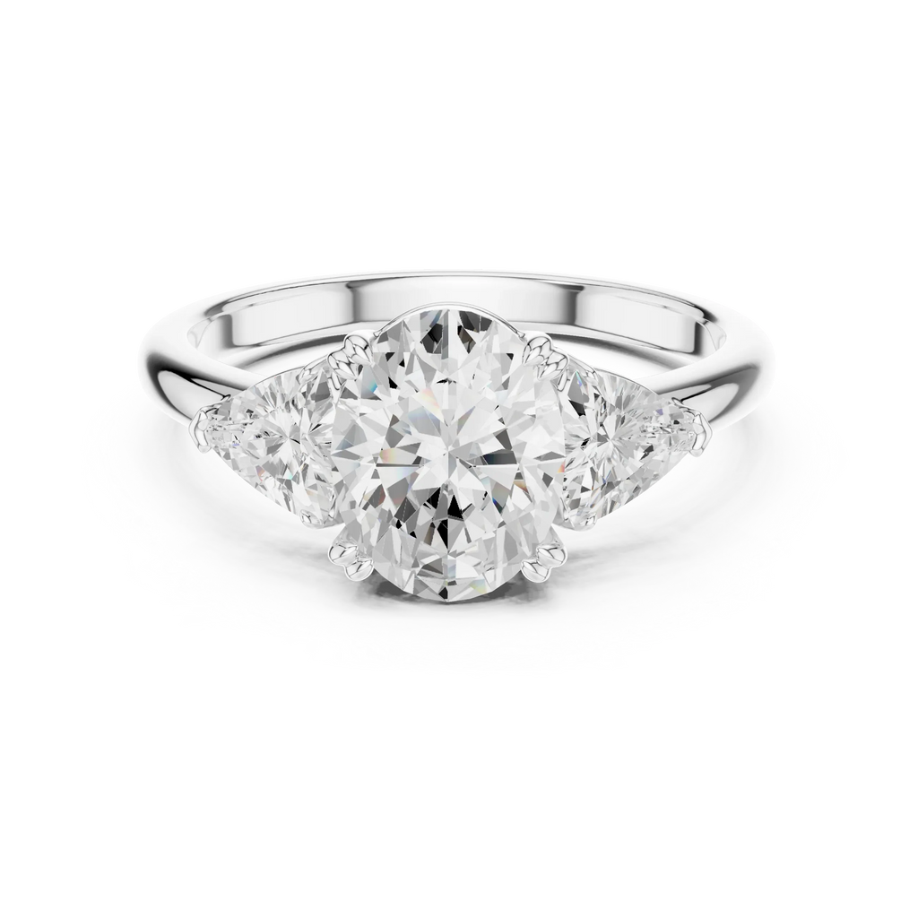 2.60 CT VVS1 D Color Oval Cut Three Stone Diamond Engagement Ring