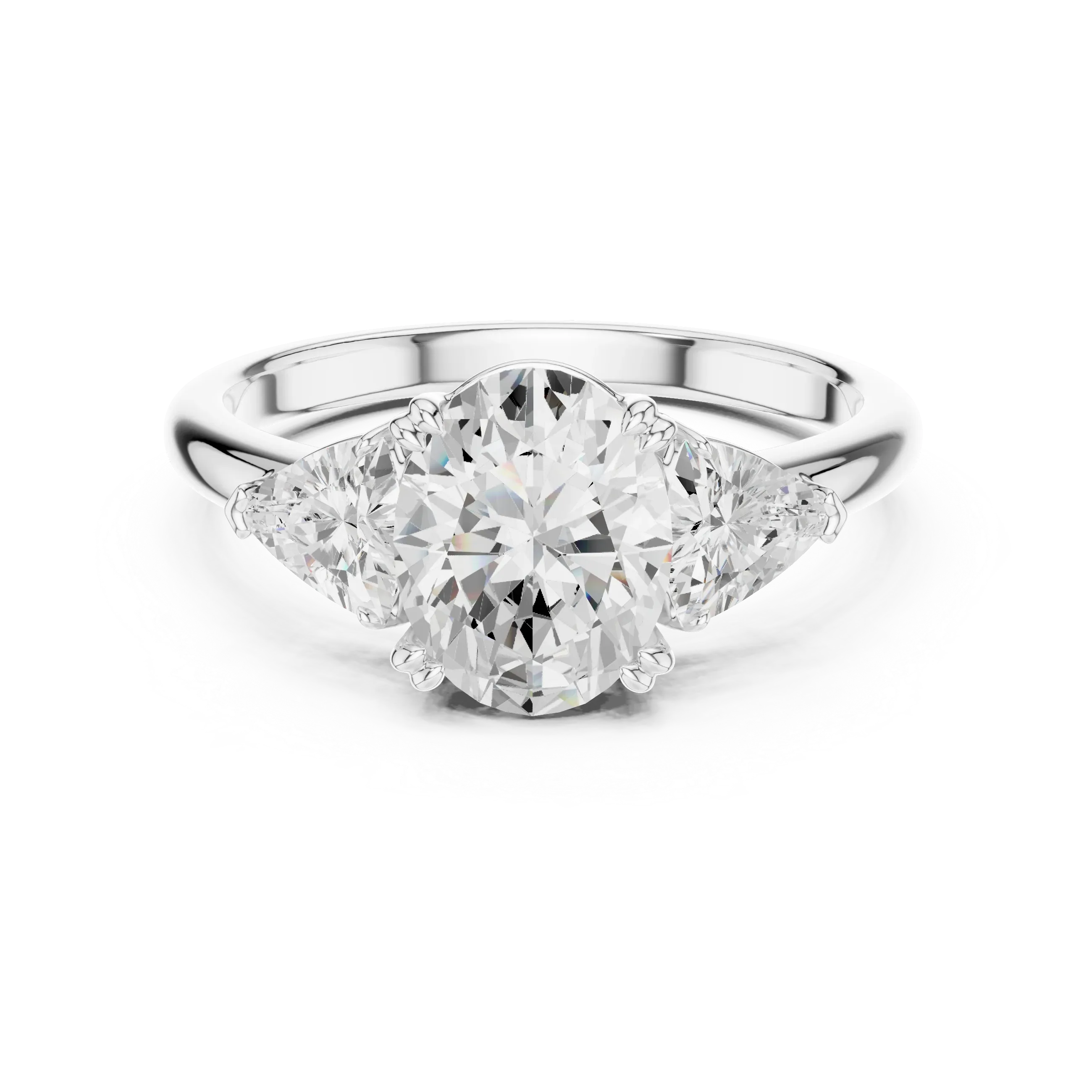 2.60 CT VVS1 D Color Oval Cut Three Stone Diamond Engagement Ring
