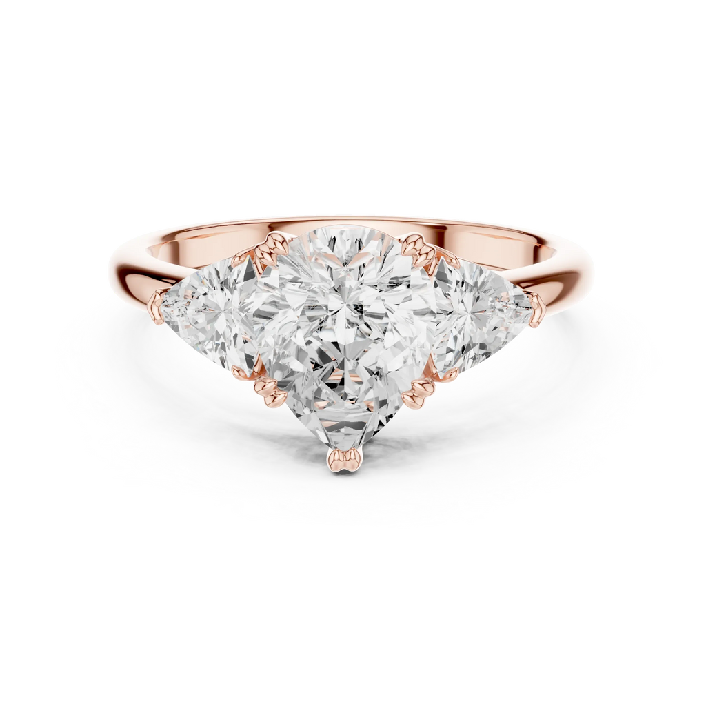 2.60 CT VVS1 D Color Pear Cut Three Stone Diamond Engagement Ring