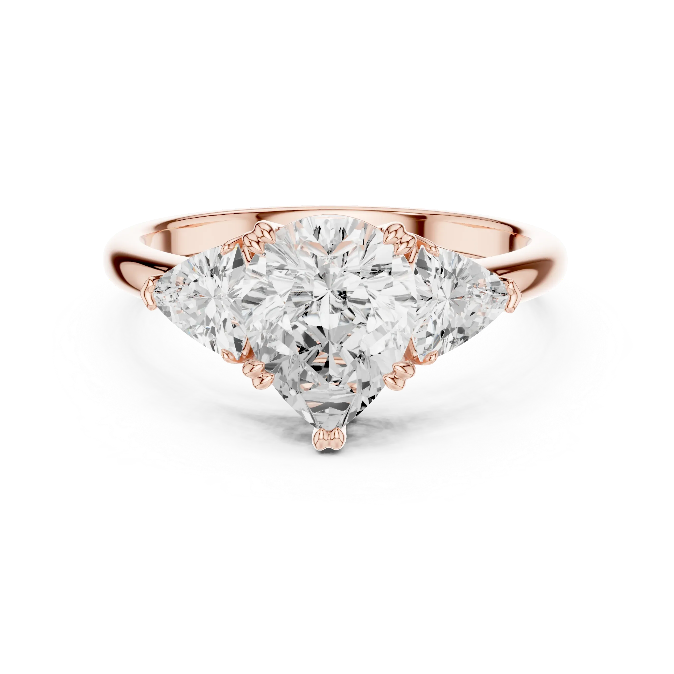 2.60 CT VVS1 D Color Pear Cut Three Stone Diamond Engagement Ring