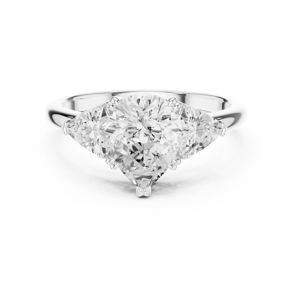 2.60 CT VVS1 D Color Pear Cut Three Stone Diamond Engagement Ring