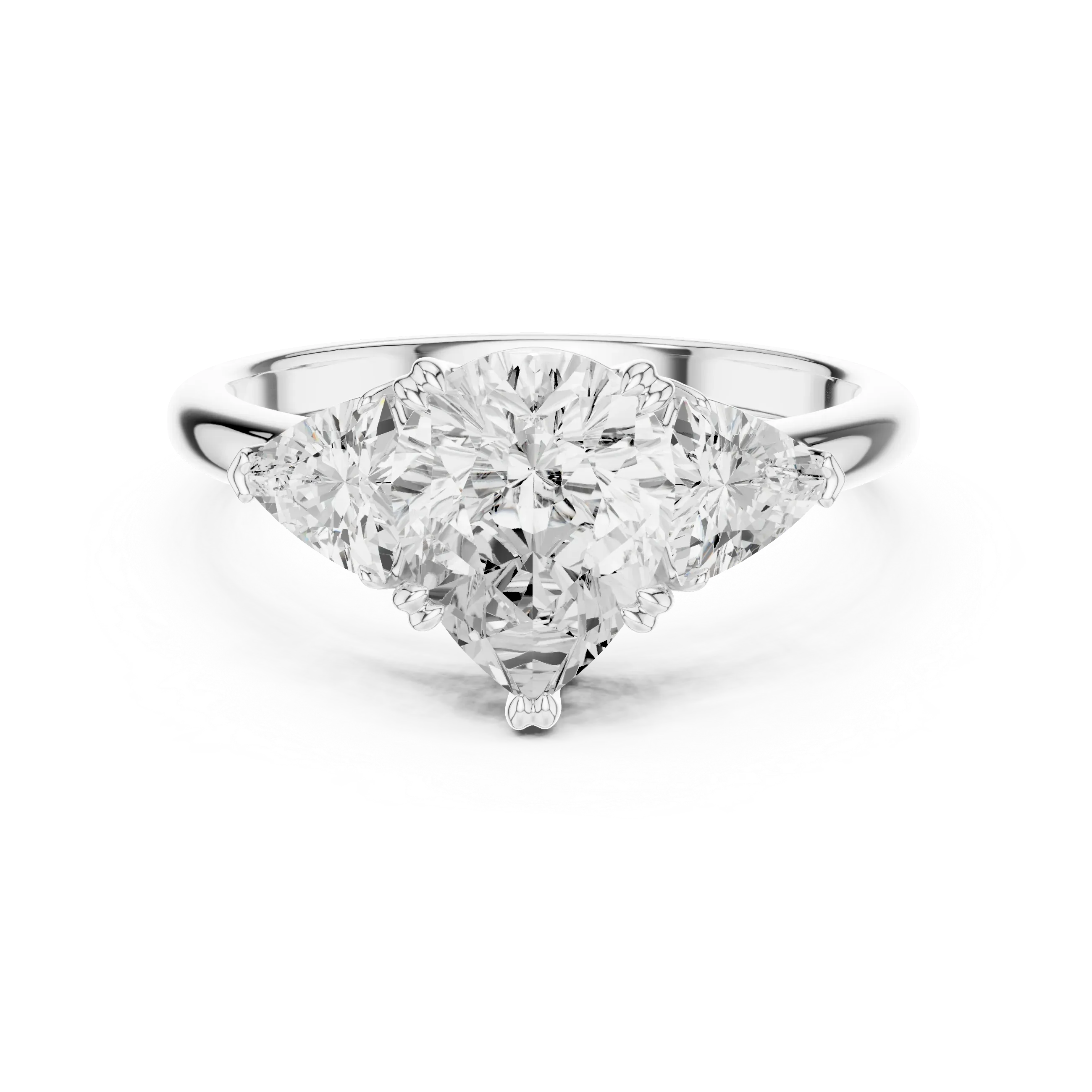 2.60 CT VVS1 D Color Pear Cut Three Stone Diamond Engagement Ring
