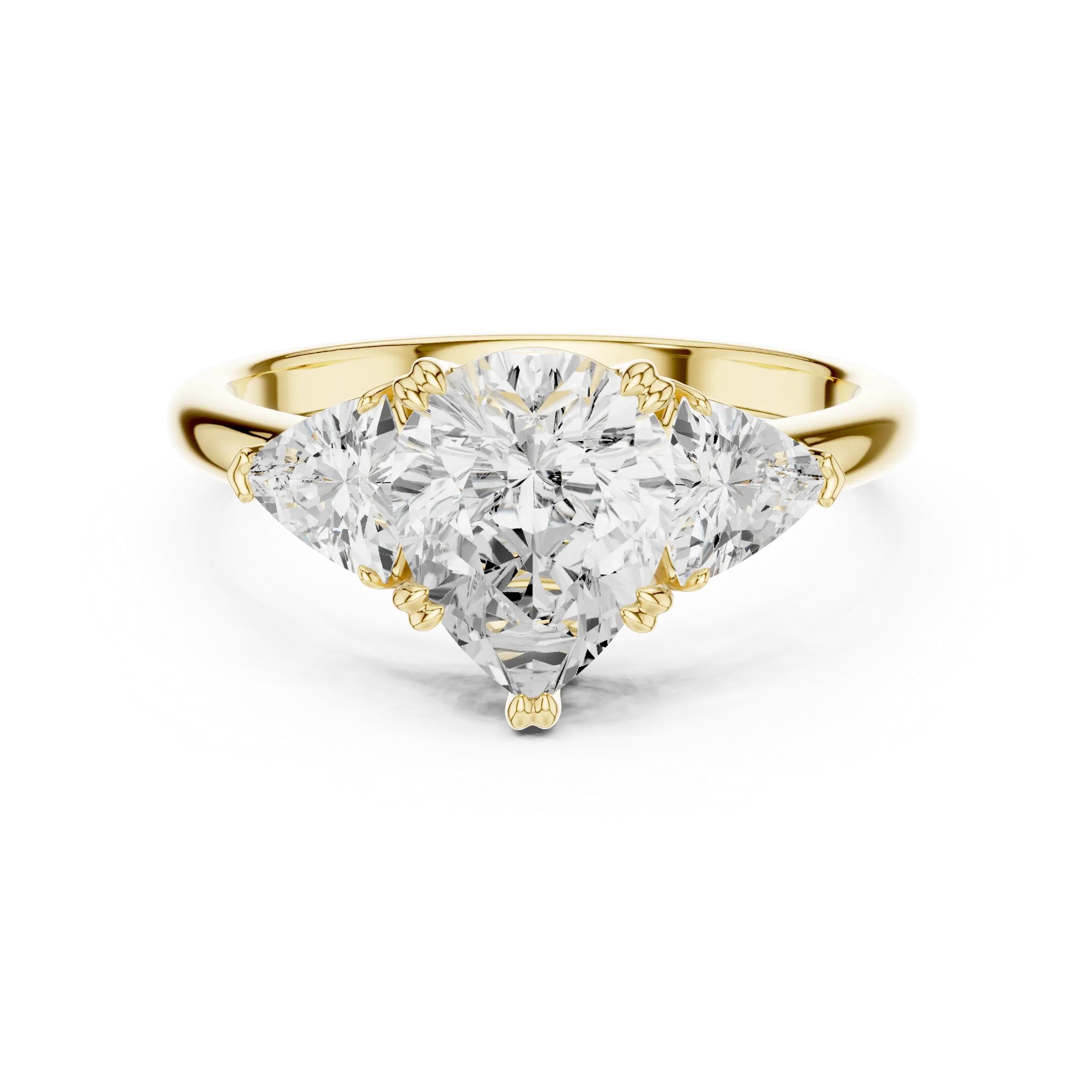 2.60 CT VVS1 D Color Pear Cut Three Stone Diamond Engagement Ring