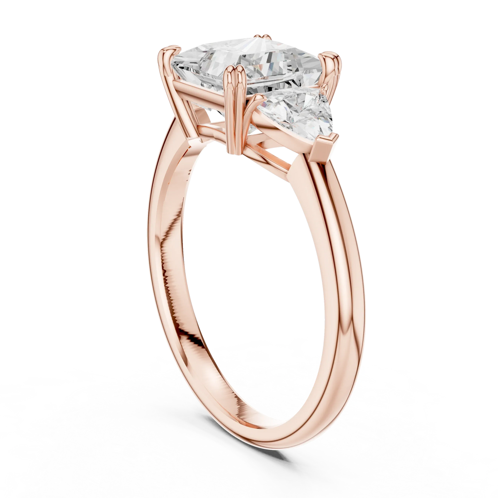 2.60 CT VVS1 D Color Princess Cut Three Stone Diamond Engagement Ring