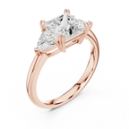 2.60 CT VVS1 D Color Princess Cut Three Stone Diamond Engagement Ring