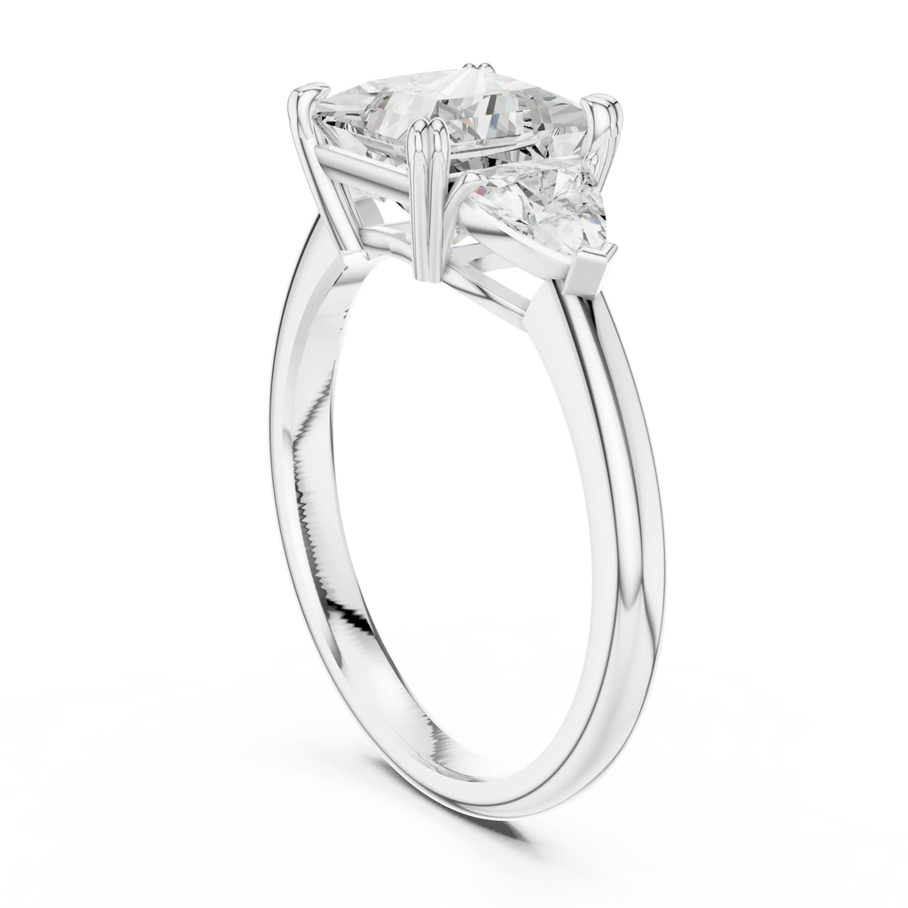 2.60 CT VVS1 D Color Princess Cut Three Stone Diamond Engagement Ring