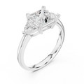 2.60 CT VVS1 D Color Princess Cut Three Stone Diamond Engagement Ring