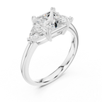 2.60 CT VVS1 D Color Princess Cut Three Stone Diamond Engagement Ring