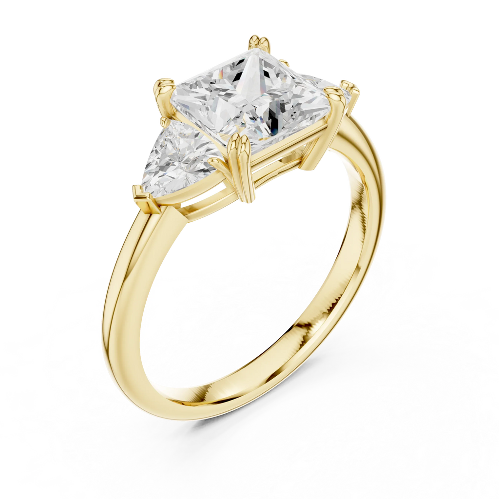 2.60 CT VVS1 D Color Princess Cut Three Stone Diamond Engagement Ring