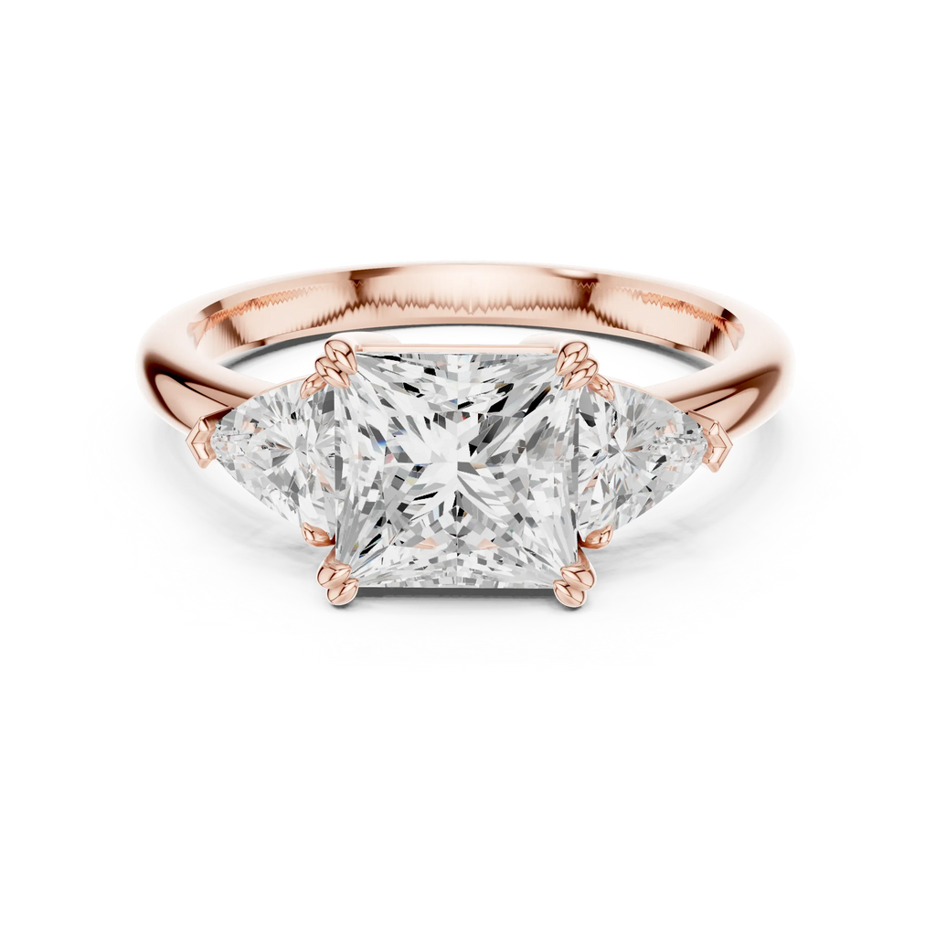 2.60 CT VVS1 D Color Princess Cut Three Stone Diamond Engagement Ring