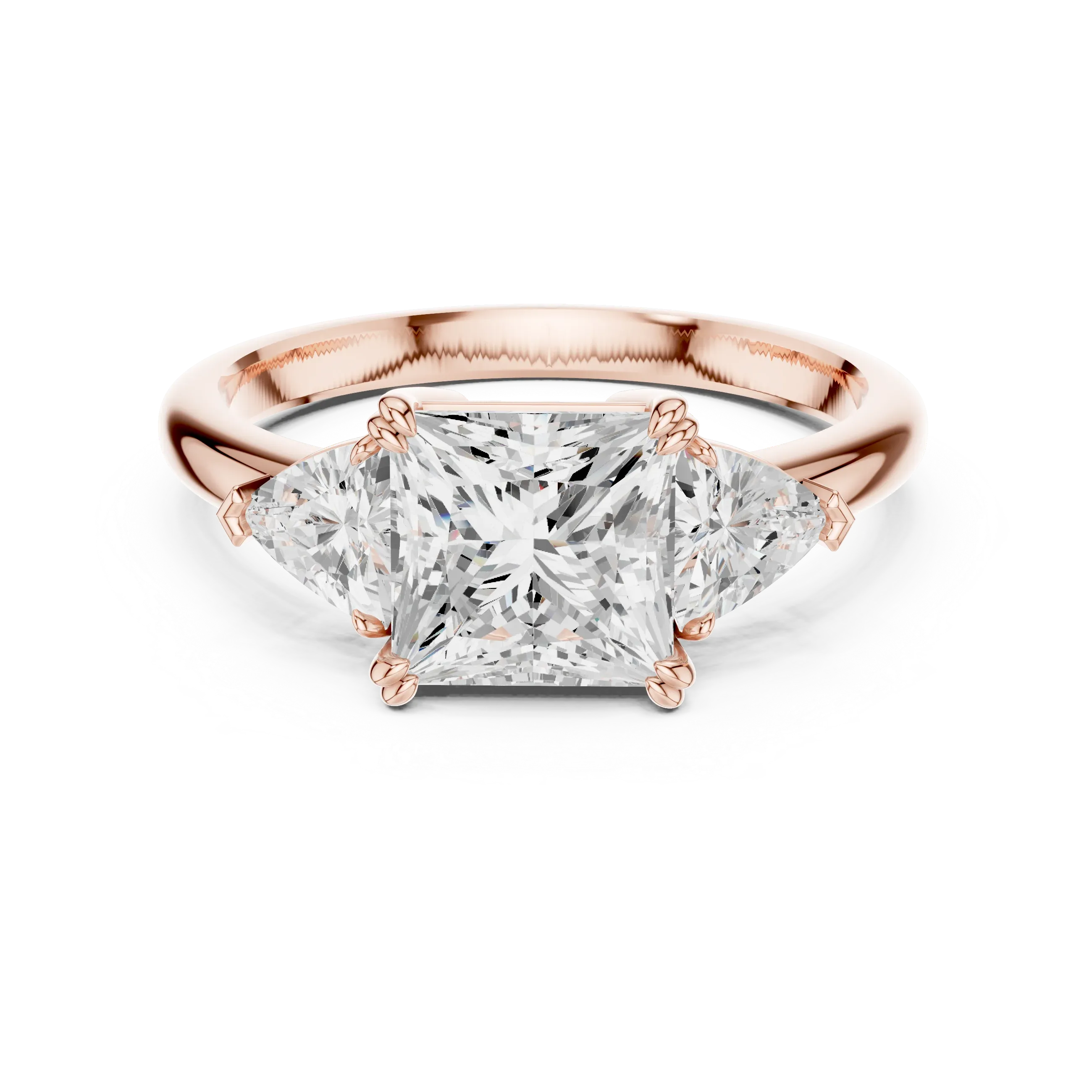 2.60 CT VVS1 D Color Princess Cut Three Stone Diamond Engagement Ring
