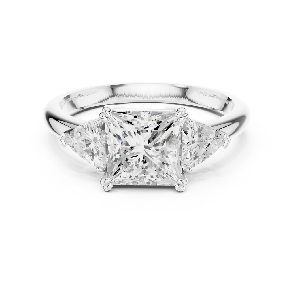 2.60 CT VVS1 D Color Princess Cut Three Stone Diamond Engagement Ring