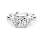 2.60 CT VVS1 D Color Princess Cut Three Stone Diamond Engagement Ring