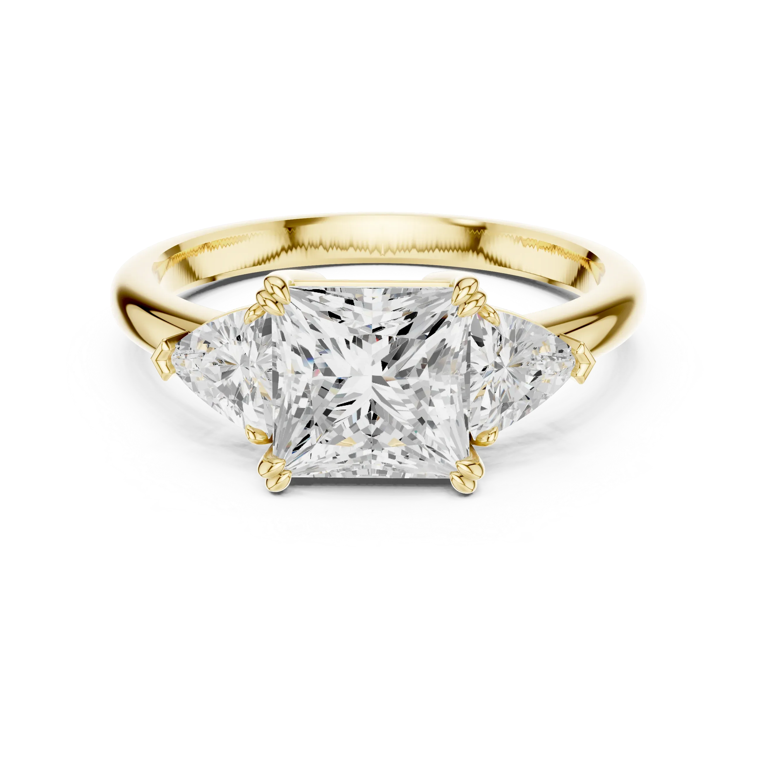2.60 CT VVS1 D Color Princess Cut Three Stone Diamond Engagement Ring