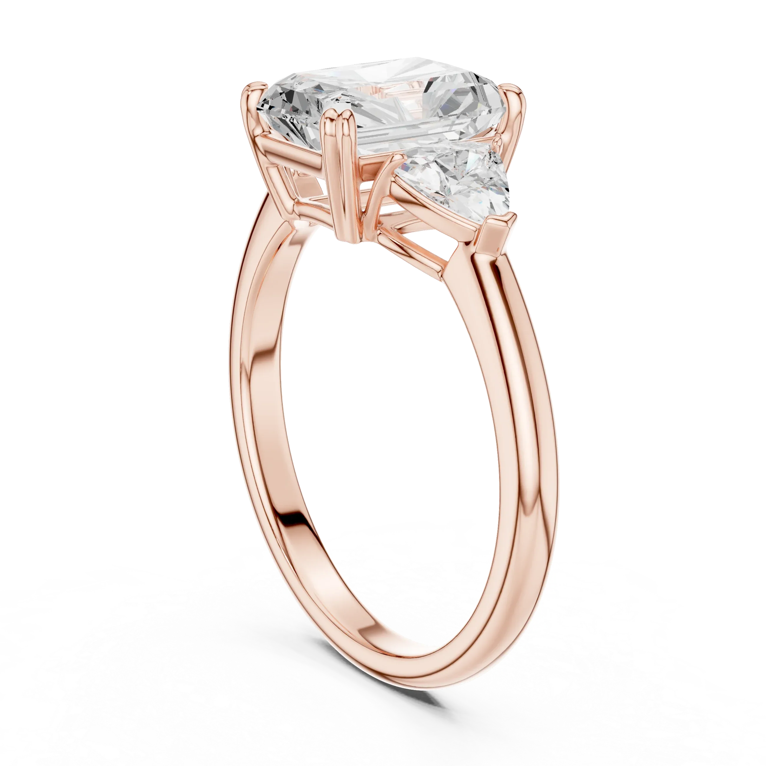 2.60 CT VVS1 D Color Radient Cut Three Stone Diamond Engagement Ring