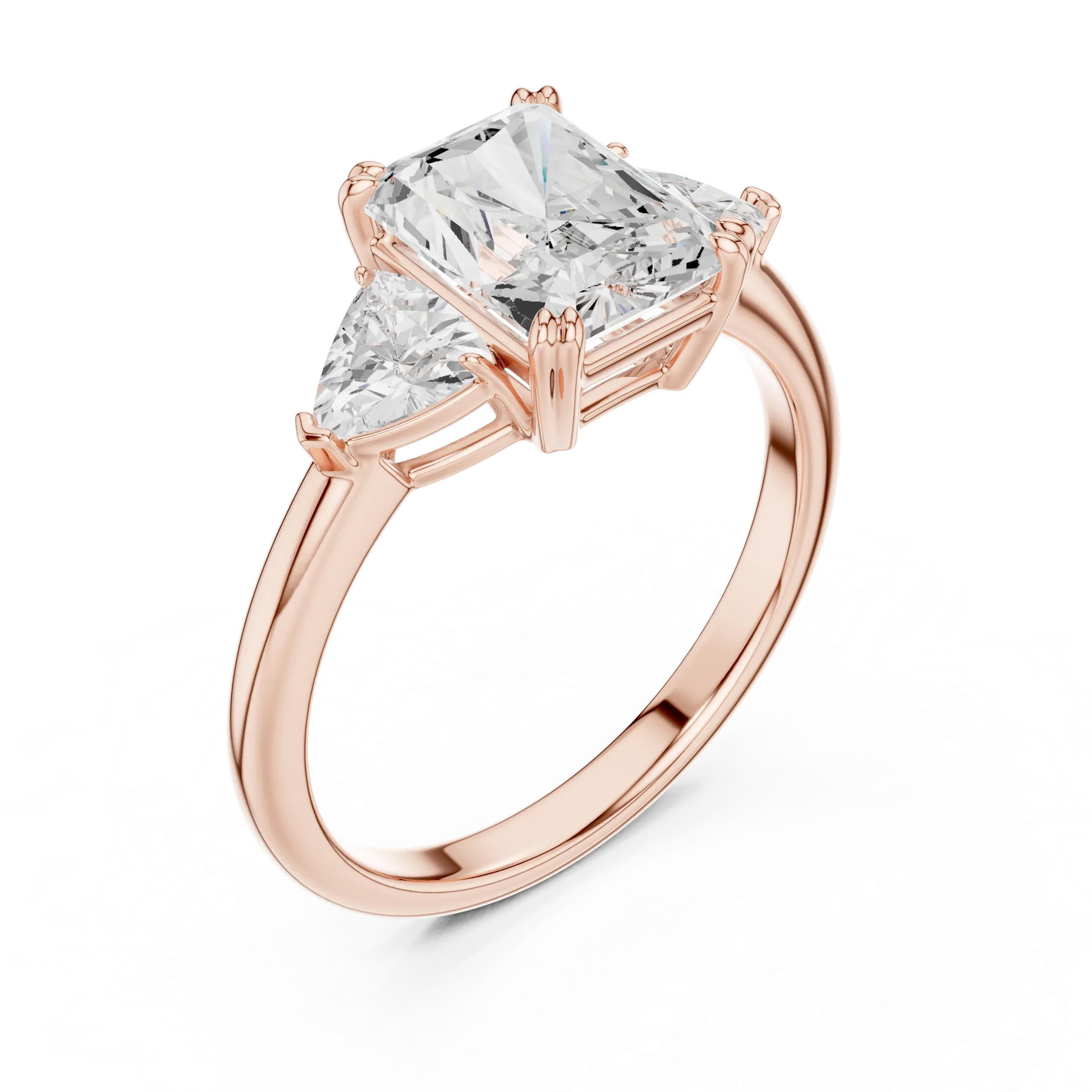 2.60 CT VVS1 D Color Radient Cut Three Stone Diamond Engagement Ring