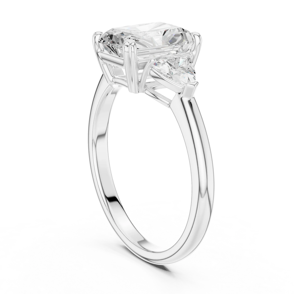 2.60 CT VVS1 D Color Radient Cut Three Stone Diamond Engagement Ring