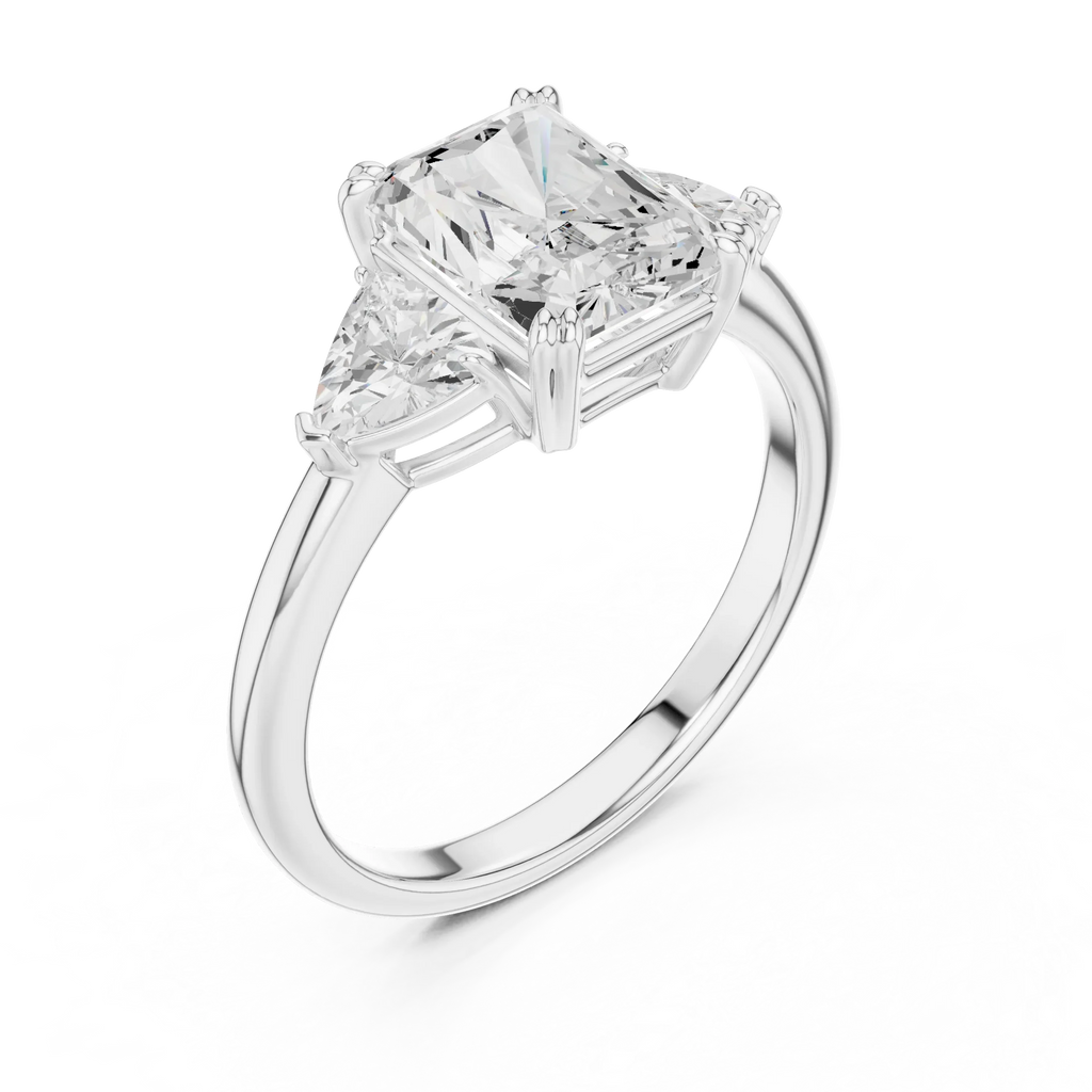 2.60 CT VVS1 D Color Radient Cut Three Stone Diamond Engagement Ring