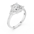 2.60 CT VVS1 D Color Radient Cut Three Stone Diamond Engagement Ring