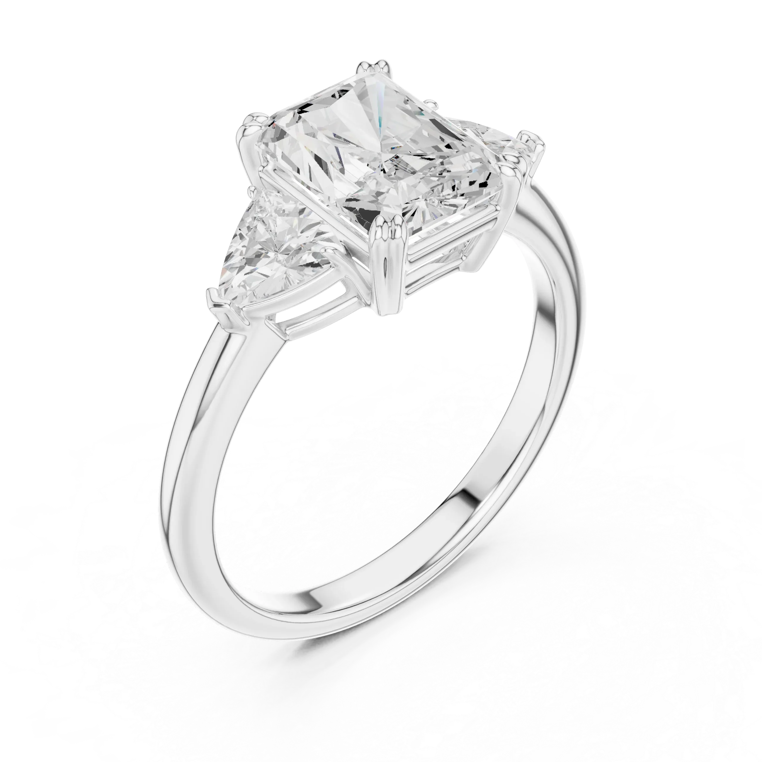 2.60 CT VVS1 D Color Radient Cut Three Stone Diamond Engagement Ring