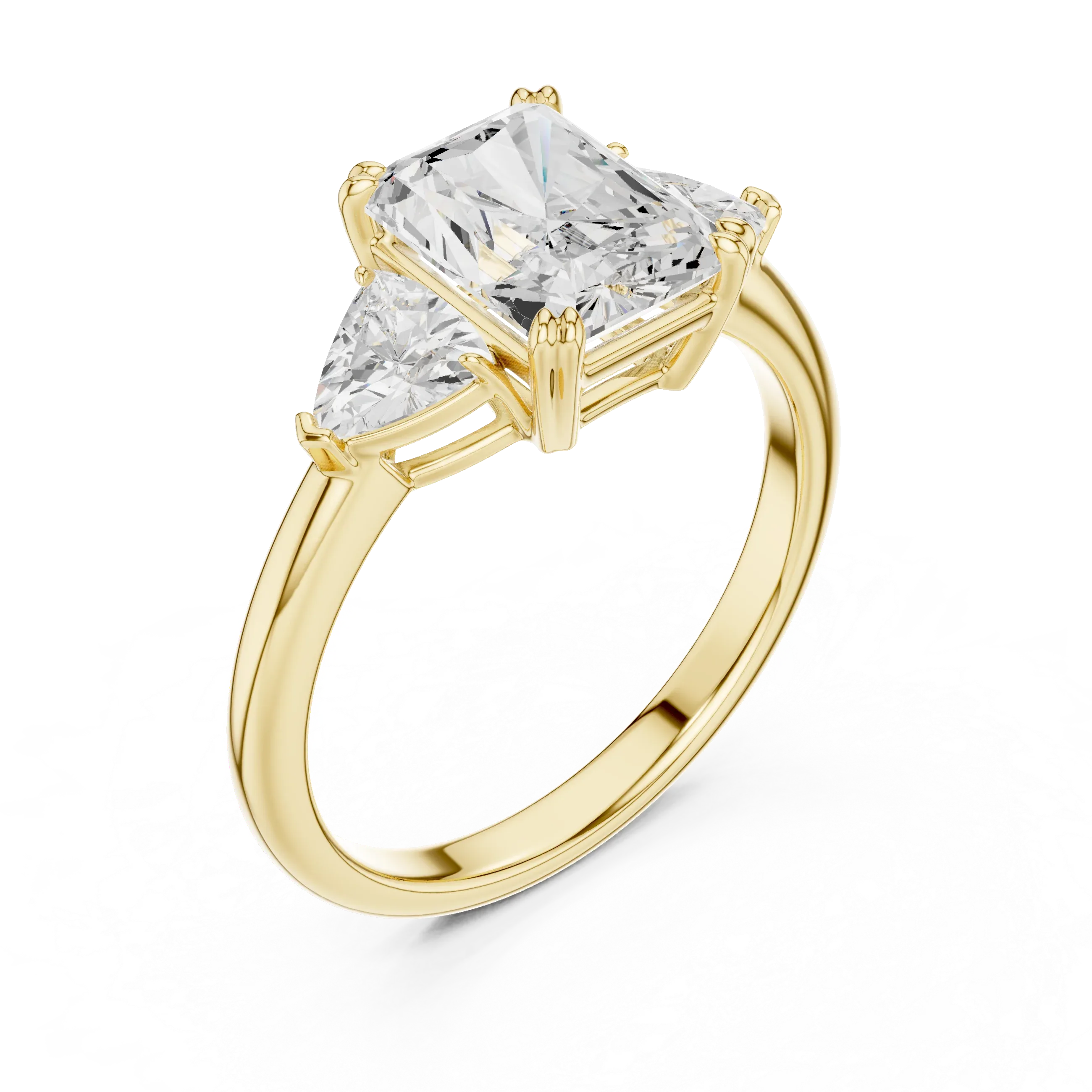 2.60 CT VVS1 D Color Radient Cut Three Stone Diamond Engagement Ring