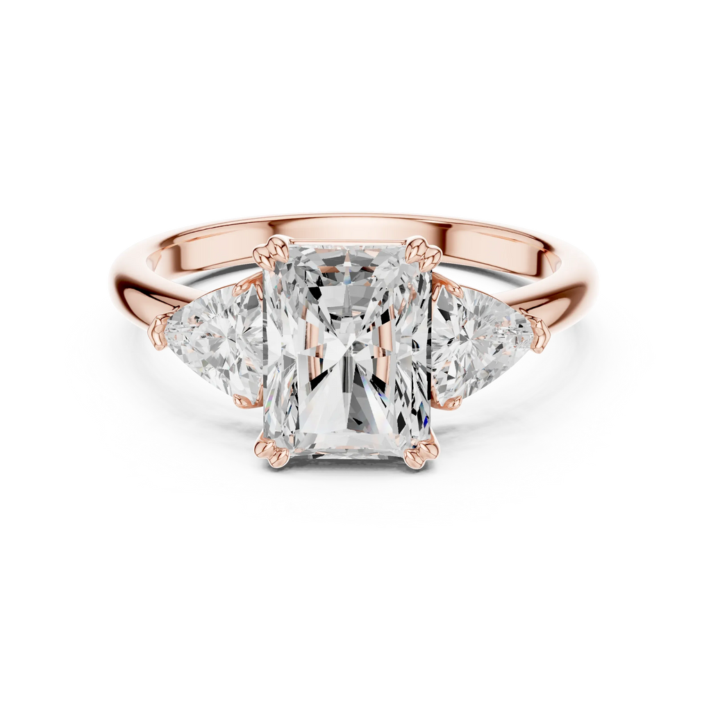 2.60 CT VVS1 D Color Radient Cut Three Stone Diamond Engagement Ring