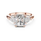 2.60 CT VVS1 D Color Radient Cut Three Stone Diamond Engagement Ring