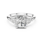 2.60 CT VVS1 D Color Radient Cut Three Stone Diamond Engagement Ring