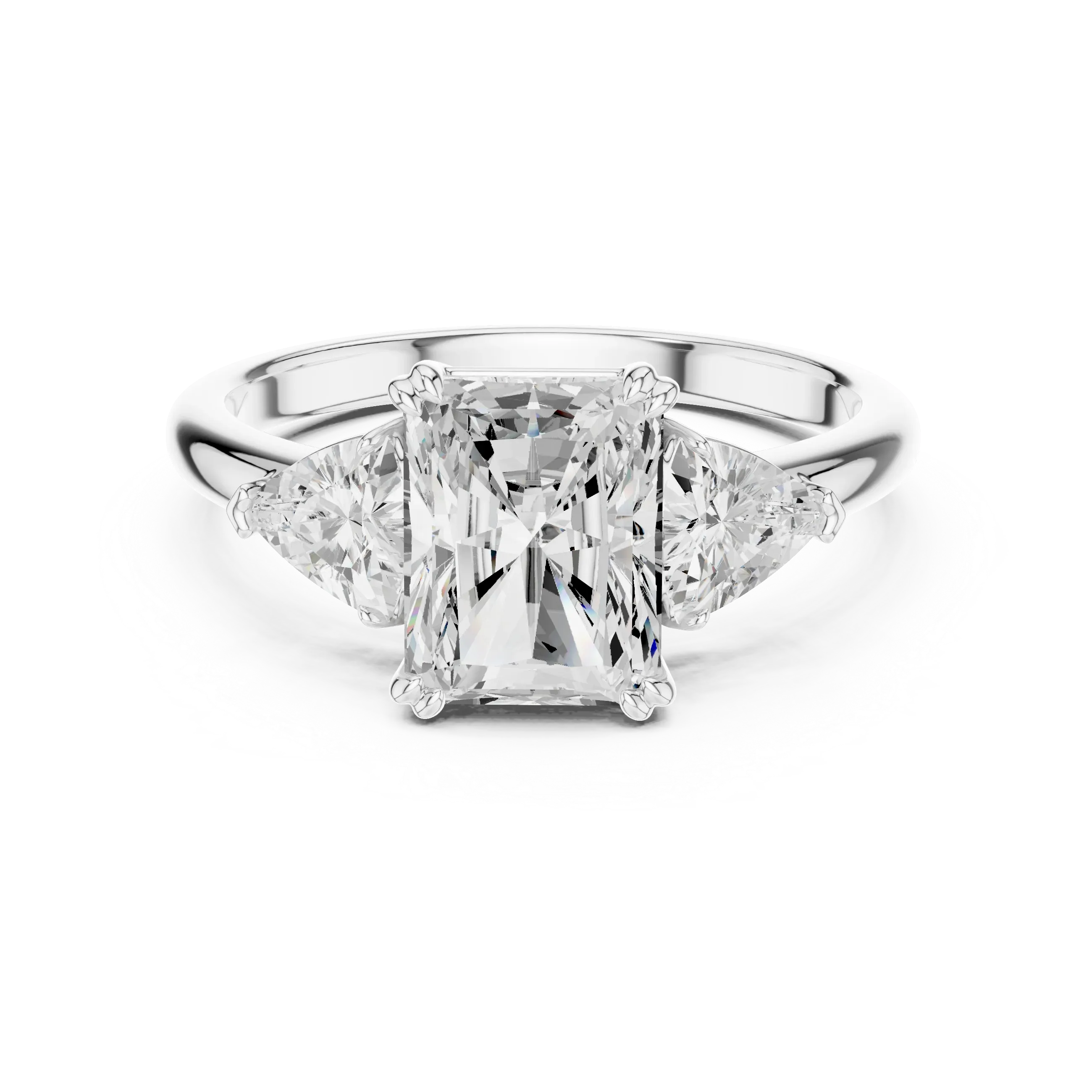 2.60 CT VVS1 D Color Radient Cut Three Stone Diamond Engagement Ring