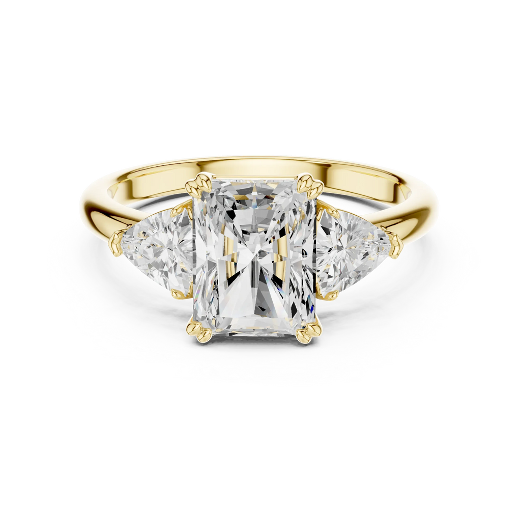 2.60 CT VVS1 D Color Radient Cut Three Stone Diamond Engagement Ring