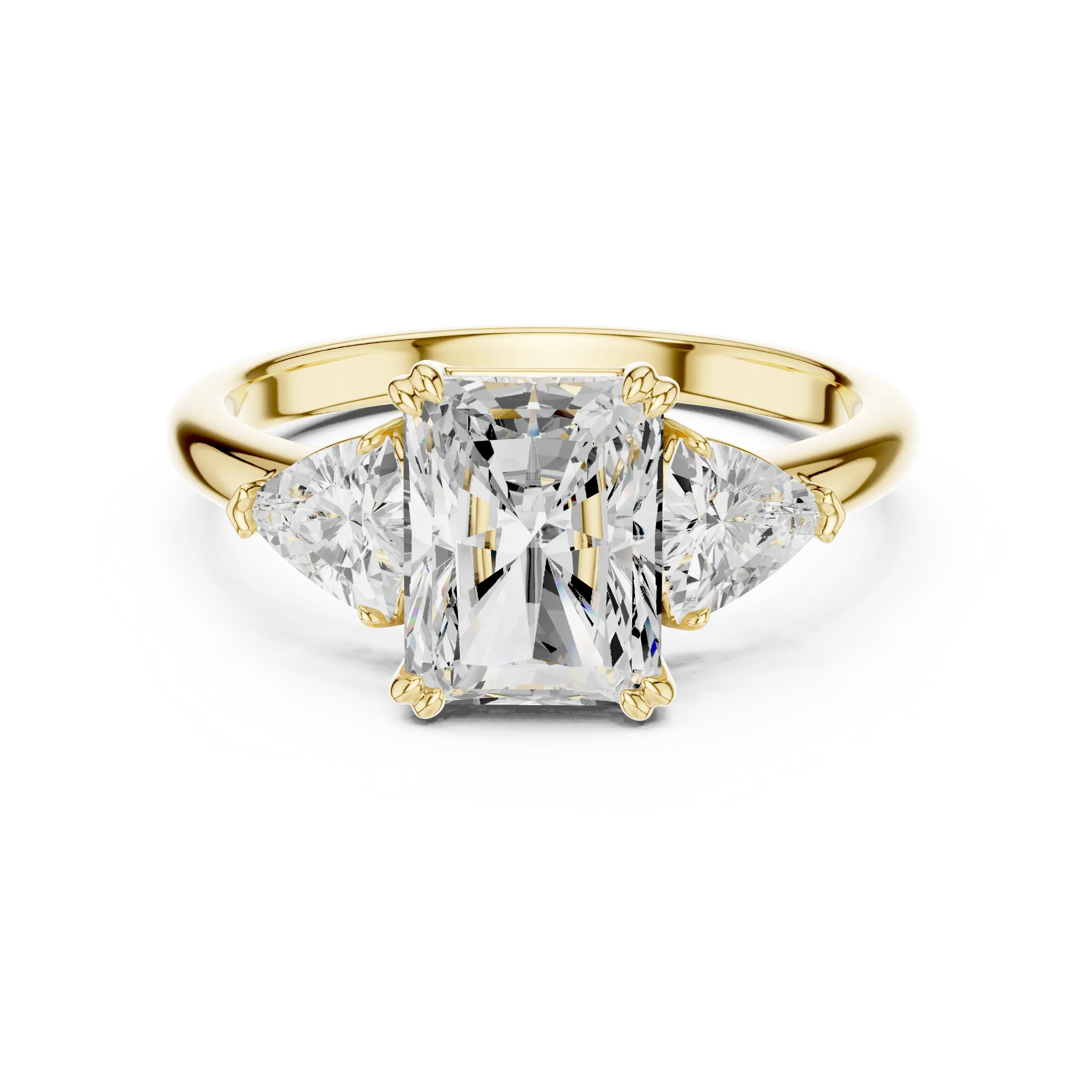 2.60 CT VVS1 D Color Radient Cut Three Stone Diamond Engagement Ring
