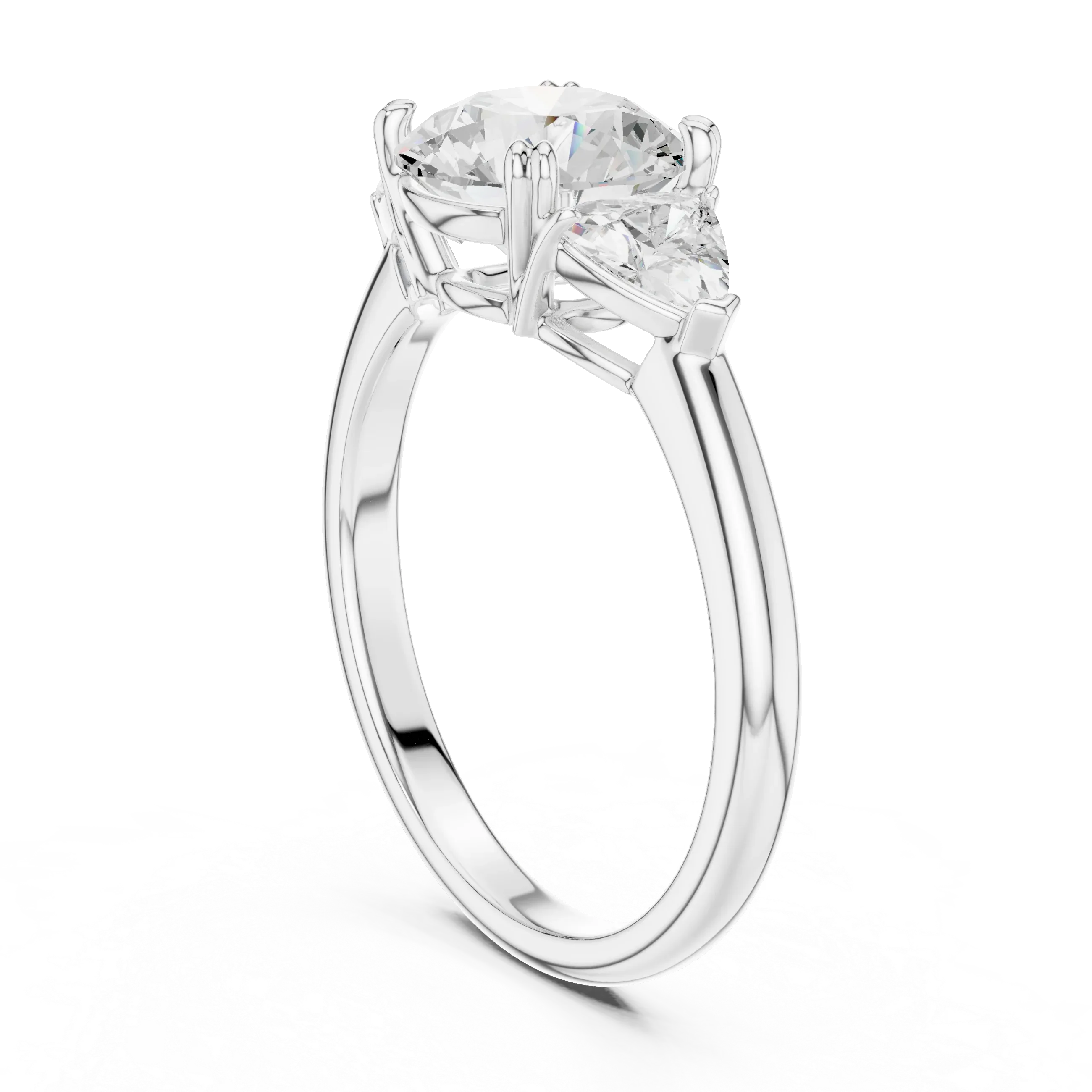 2.60 CT VVS1 D Color Round Cut Three Stone Diamond Engagement Ring