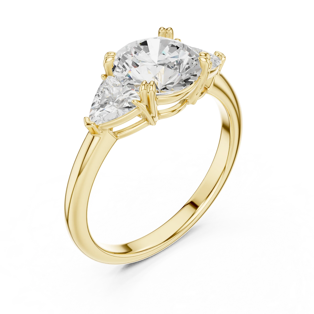 2.60 CT VVS1 D Color Round Cut Three Stone Diamond Engagement Ring