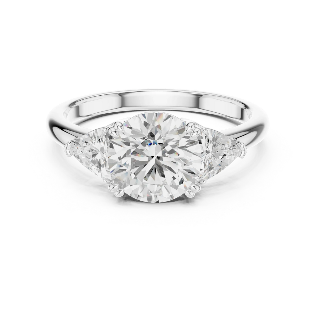 2.60 CT VVS1 D Color Round Cut Three Stone Diamond Engagement Ring