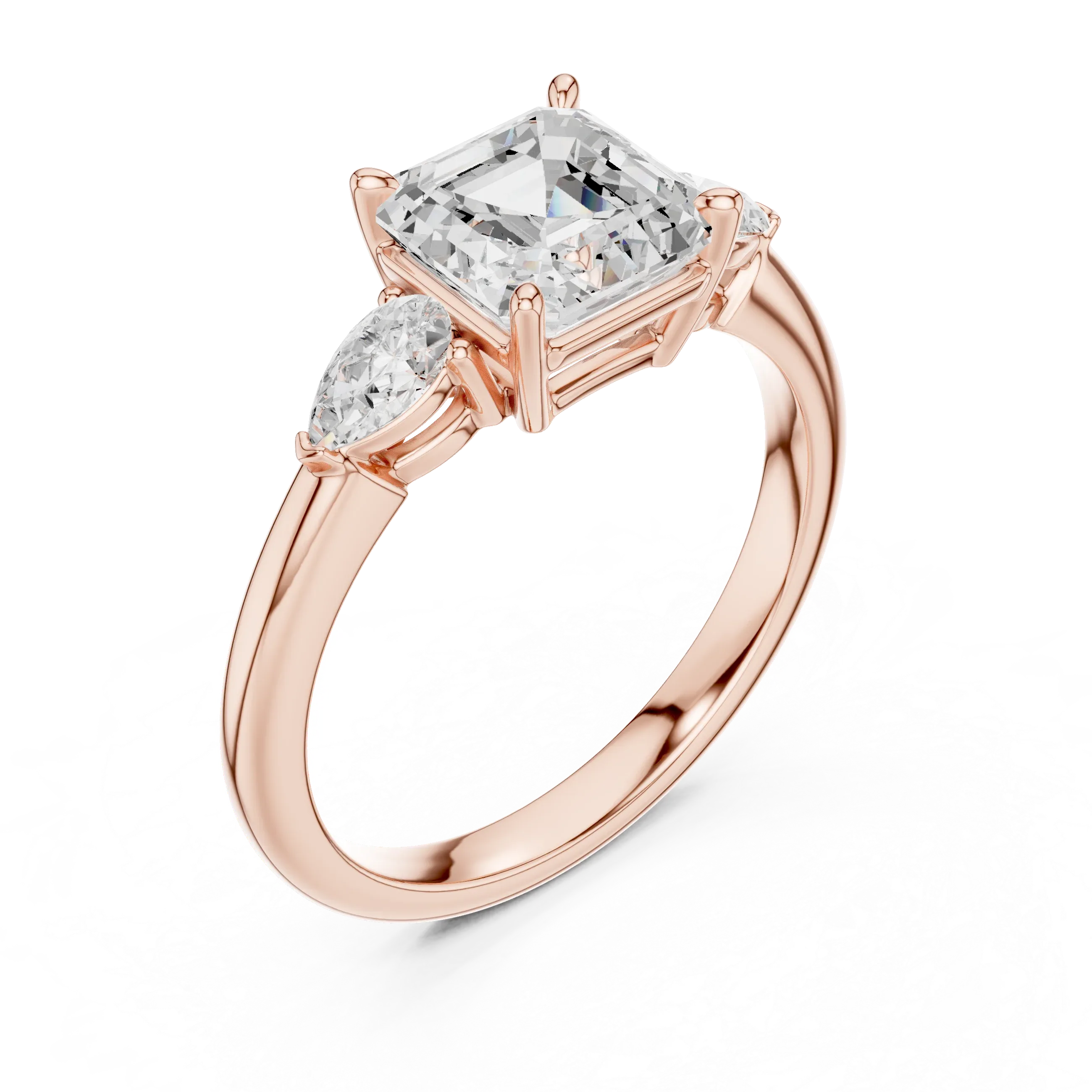 Asscher Cut 2.50 CT Diamond Three Stone Wedding Ring VVS1 D Color