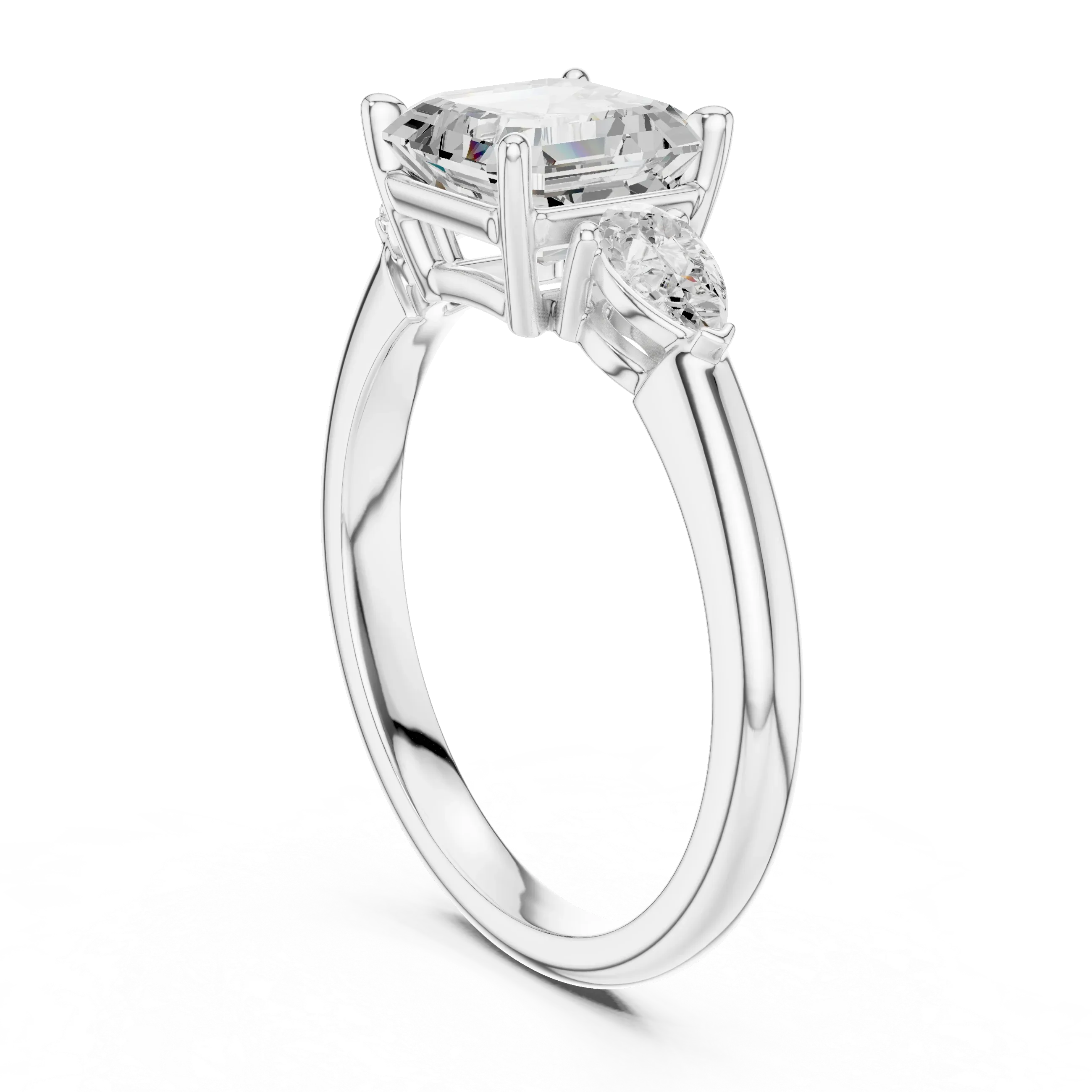 Asscher Cut 2.50 CT Diamond Three Stone Wedding Ring VVS1 D Color